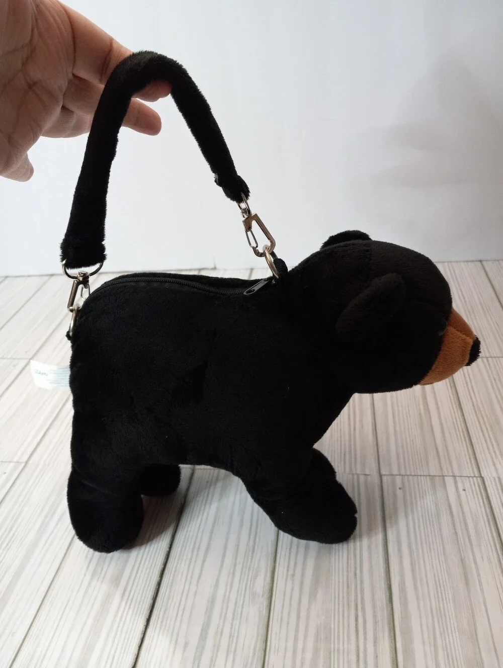 Vintage 2006 Retired Wishpets SURA Baby Black Bear Stuffed Animal Purse